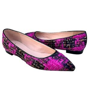 🆕 J.Crew Tweed Ballet Flats Sequins Fuchsia